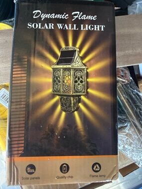 Dynamic Flame Solar Wall Light - Gold Finish